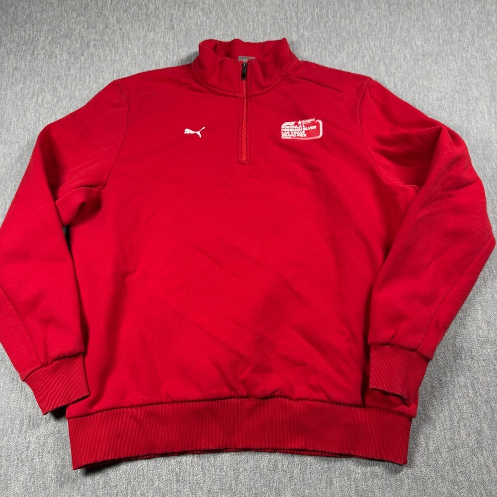 PUMA Sweatshirt Mens XL Red Las Vegas Grand Prix F1 Quarter Zip Pullover